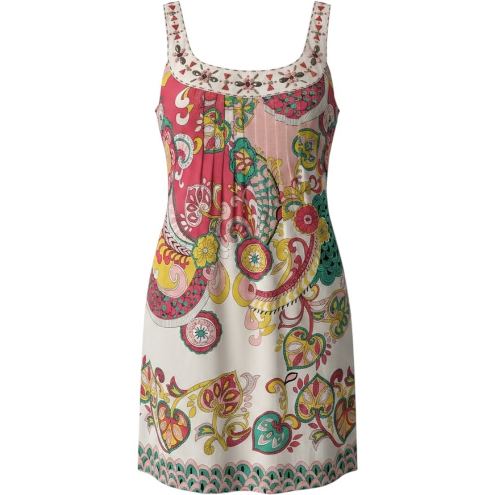 NICOLE By Nicole Miller Dress Sz 12 Multi-color Paisley Floral Beaded Sleeveless